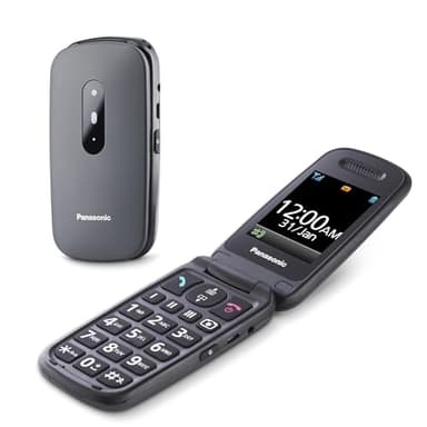 Panasonic KX-TU446EXG 2G Seniorenhandy ohne Vertrag (SOS-Notruftaste, Stoßfest, Sprachverstärker, große getrennte Tasten, große Schrift und Nummernanzeige, 2,4 Zoll Farbdisplay, Klapphandy, grau