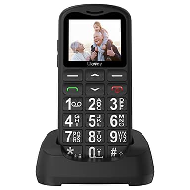 CHAKEYAKE Seniorenhandy mit Großen Tasten | Mobiltelefon Ohne Vertrag mit 1.7 Zoll LCD | SOS-Funktion | Dual SIM Tastenhandy mit Taschenlampe | Ladestation | Schwarz-G180